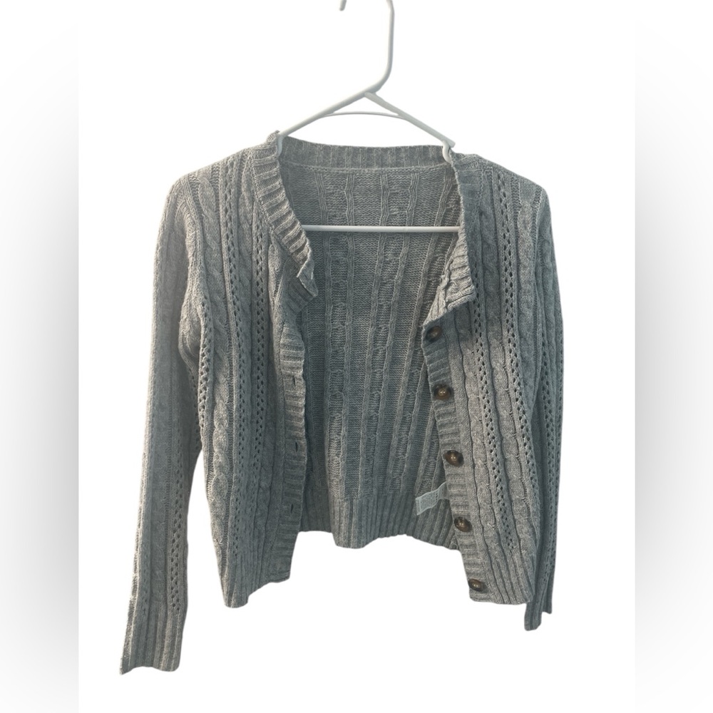 Gray Cable Knit Women's Sweater